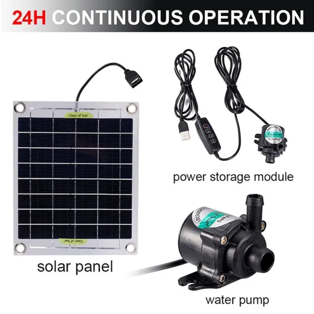 20W 12V Solar Panel Powered Water Pump Garden Pool Pond Fish Aquarium Fountain