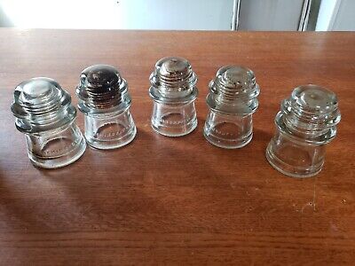 Vintage Hemingray No. 17 Glass Insulators, Lot of 5