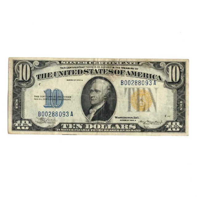 1934 A $10 North African Emergency Issue Silver Certificate Note