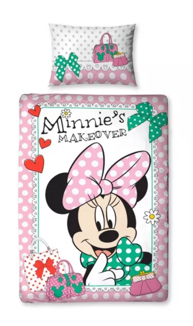 Disney Minnie Mouse Mickey Kinder-Wende-Bettwäsche 135x200 Makeover Neuf 2in1