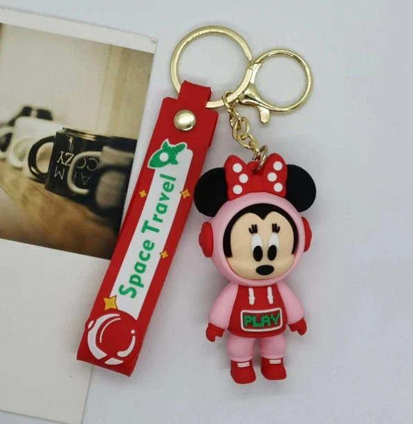 New Disney Space Minnie PVC Handbags Bags Hanger Pendant Keychains Key Rings