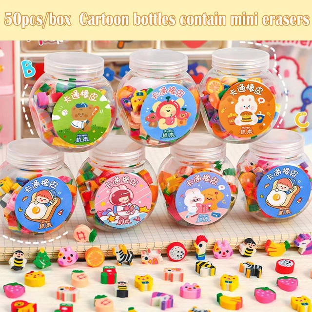 50pcsCute Rubber Eraser Animal Fruit Pencil Erasers Student Supply Office T0L5
