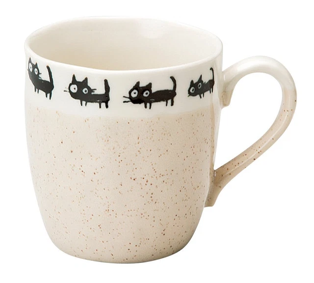 Soho Kiln Mug Black Cat White φ8.4×9cm(350cc) 759-08-673 Ships from Japan