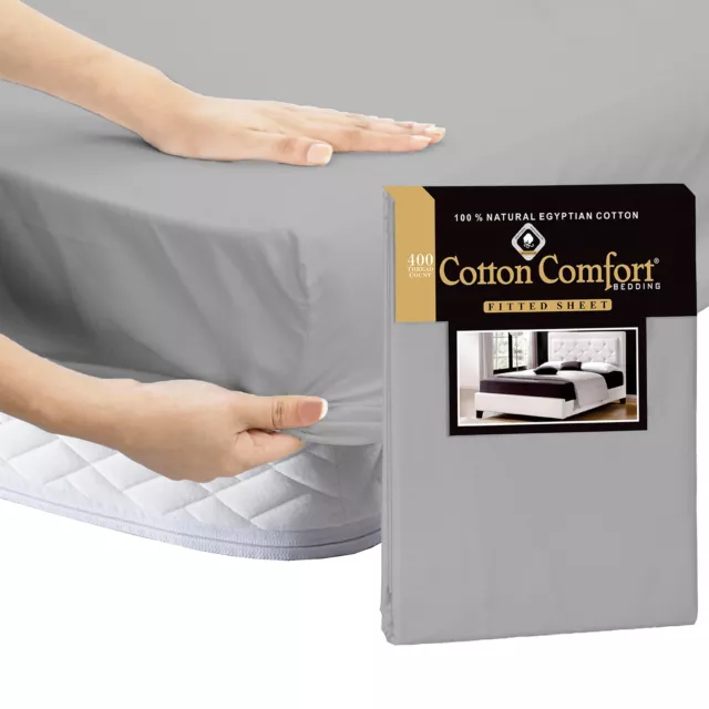 100% Egyptian Cotton 35cm Extra Deep Fitted Sheet 400 TC 25cm Bed Sheets UK Size