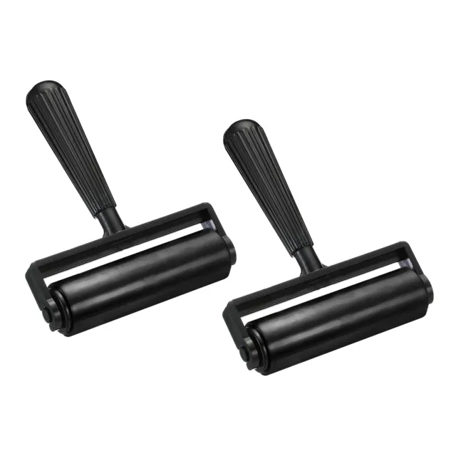 2Pcs 4.5 Inch Rubber Roller Brayer Tools for Wallpaper Craft Printmaking, Black