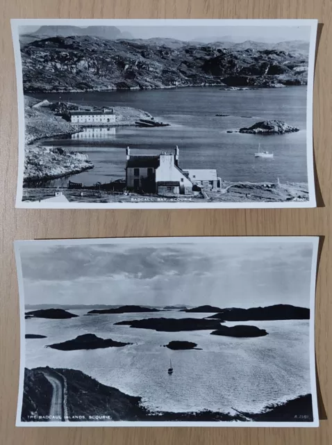 2 Real Photo Sutherland Postcards: Badcall Bay & Islands near Scourie. JB White