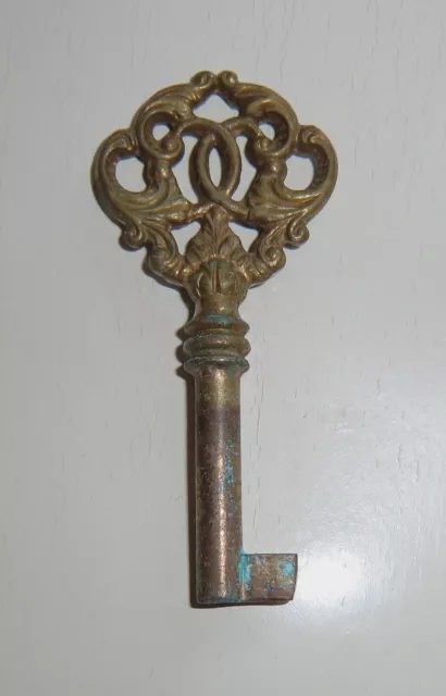 alter Schrank Möbel Schlüssel Messing Zierschlüssel Hohldorn f. Kommode Key Clé