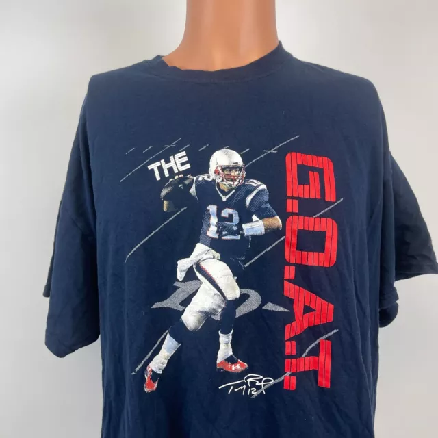 Tom Brady New England Patriots The Goat T Shirt NFL Football Blue Size XL