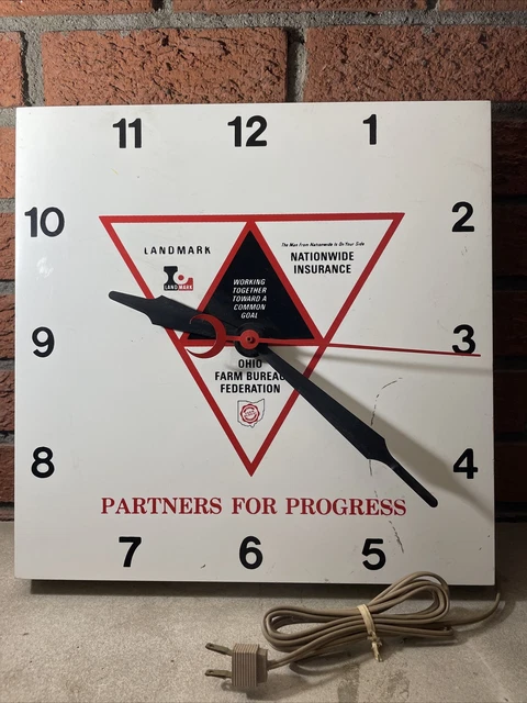 SUPER RARE Vintage Wall Clock advertising LANDMARK - OHIO FARM BUREAU -Works!