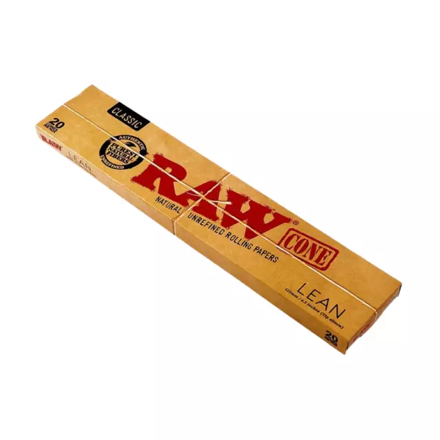 20 Pack Raw Classic Lean 110mm Pre Rolled Paper Cones Natural Unrefined Cone