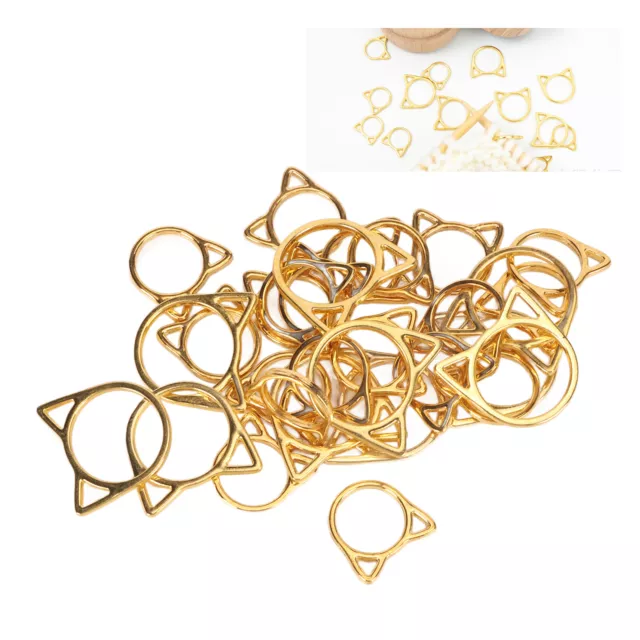 30pcs Cat Ear Knitting Stitch Markers Handcraft Plating Marker Rings For DIY Bgs