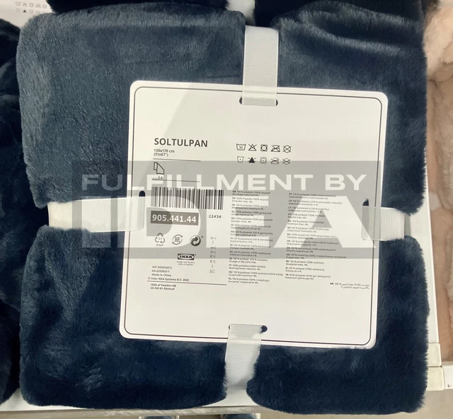 Brand New IKEA SOLTULPAN 51x67 " Dark Blue Throw 905.441.44