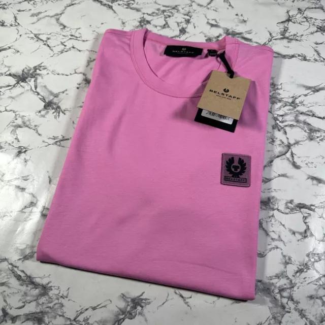 BELSTAFF Mens Quartz Pink Classic Phoenix Logo T Shirt SIZE LARGE Authentic BNWT