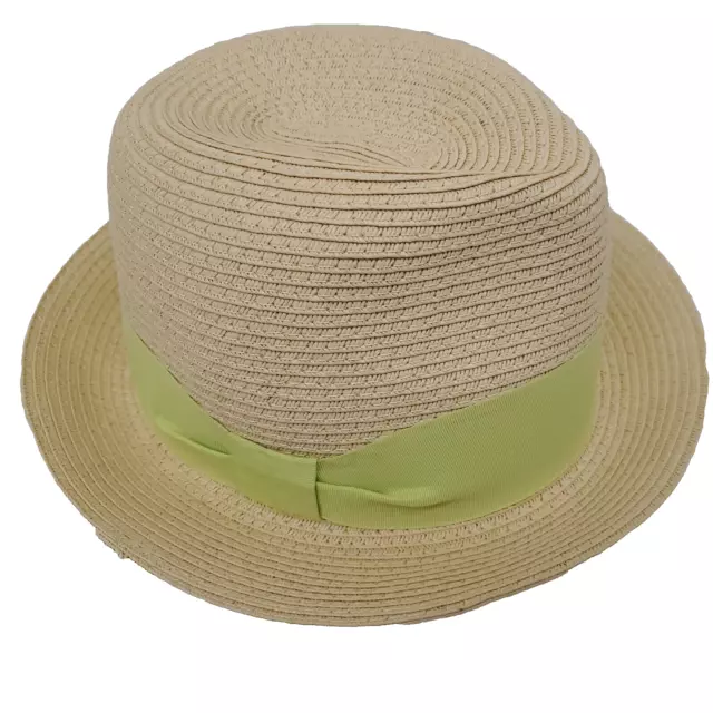 August Hats Womens Fedora Packable Summer Beach Vacation  Sun Hat Green Ribbon