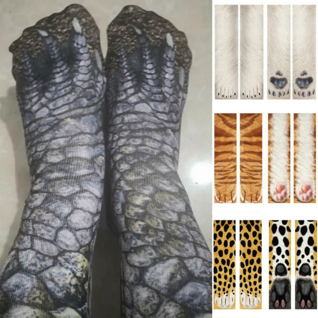 Unisex Adult Stretch Socks Animal Paw Feet Print Slipper Novelty Funny Stocking