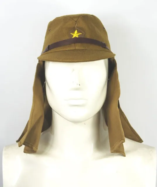 WW2 Japanese Army IJA Soldier Field Wool Cap Hat With Havelock Neck Flap XL