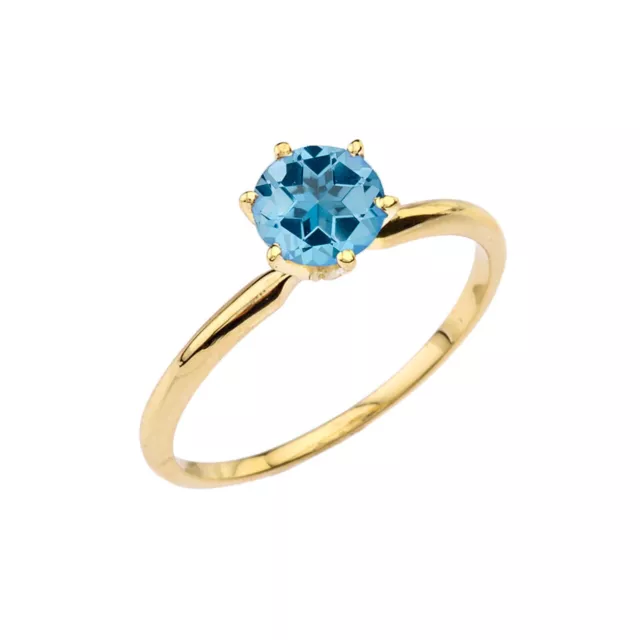 Solid Gold Dainty Solitaire Engagement  Ring Birthstone (July--December) 10K