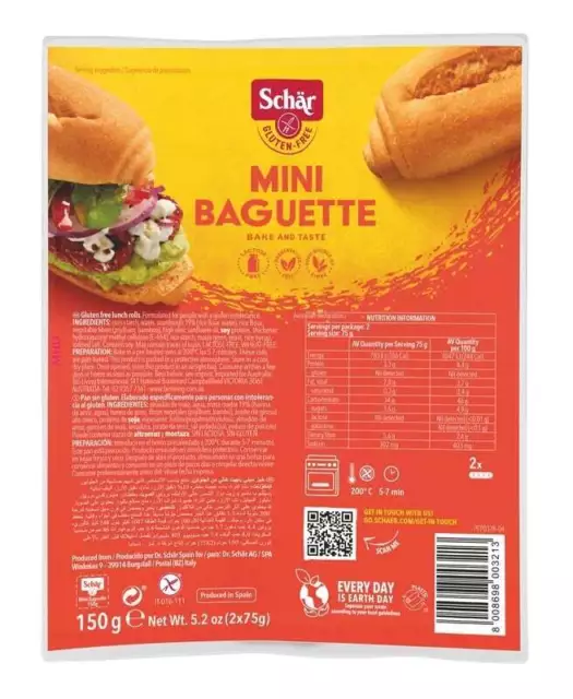 NEW Dr Schar Mini Baguettes 150g x 7