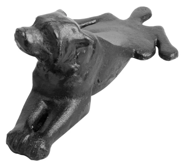 Cast Iron Dog Door wedge Stop Stopper Rustic Style Black Laying Dog Novelty