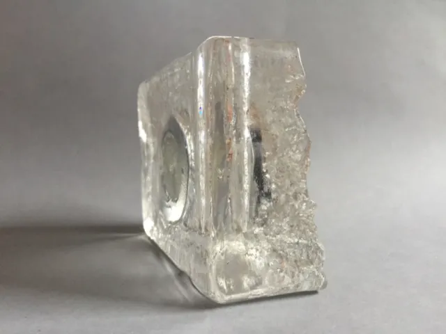 Eisblock Eisglas Solifleur Blockvase Glas Zweigvase mit Thermometer Vintage 70er 3