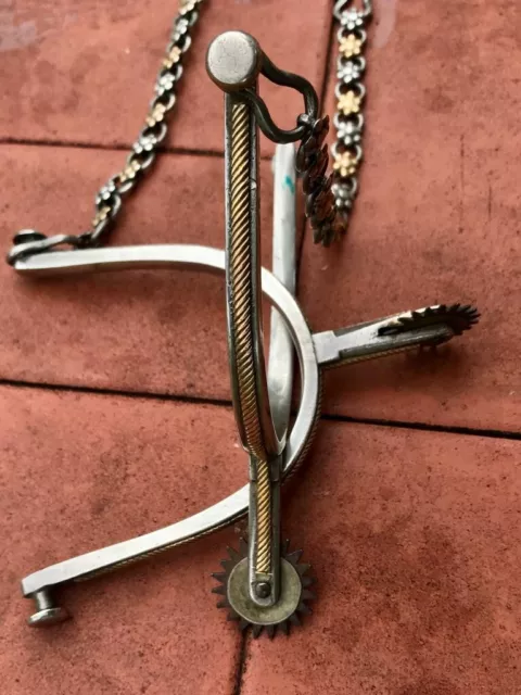 vintage silver and gold spurs small slice coastal Argentine gaucho, Uruguay, Bra