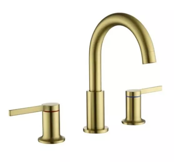 Matrix Decor Double Handle Bathroom Faucet Widespread in Brushed Gold (1512BG)