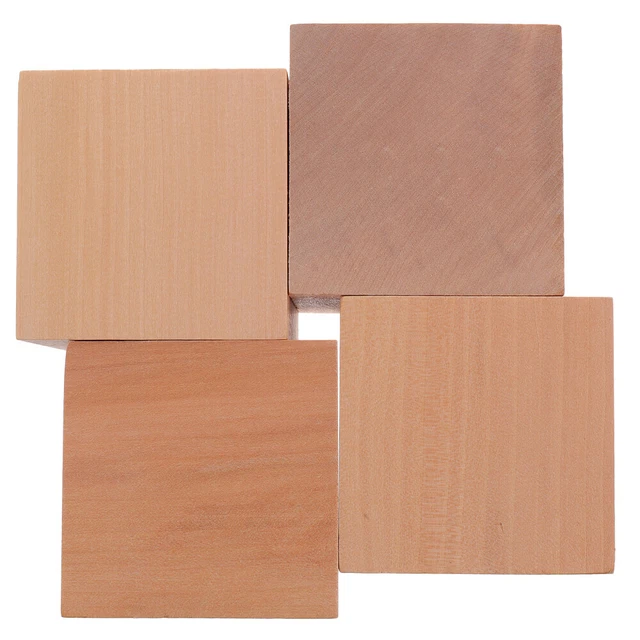 4 pezzi blocchi di legno non finiti cubi in legno in legno blocchi quadrati in