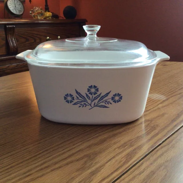 Vtg 1979,Corning Ware,Blue,Cornflower Casserole Dish A-3-B, W/ Pyrex P-9-C-1 Lid