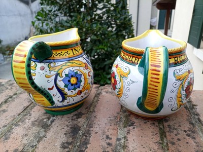 Mid century modern art caraffa ceramica castelli decoro dripping 