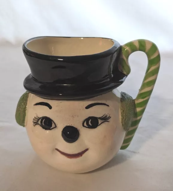 Christmas Frosty Snowman Mug VERY RARE Vintage Ceramic Head Olive Pottery 1957