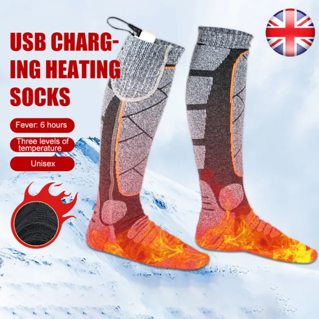Winter Electric Heated Socks Boot Feet Warmer USB Rechargable Battery Warm Sock