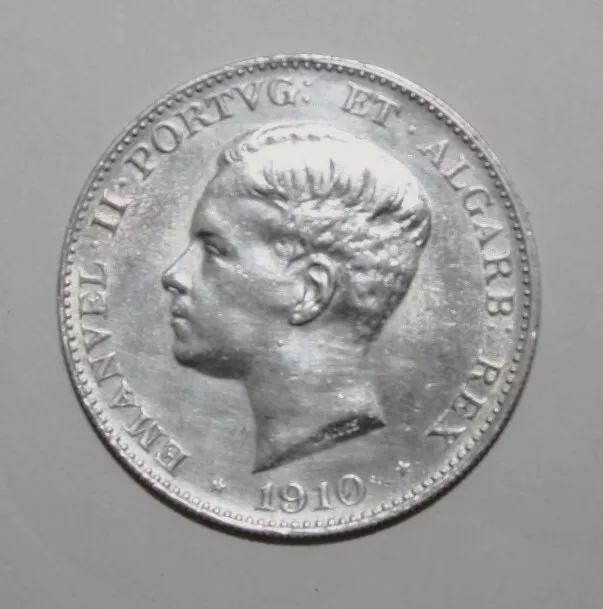 S9 - Portugal 500 Reis 1910 AU / Uncirculated Silver Coin - Marquis de Pombal