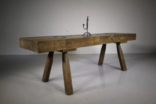 Fabulous Early 19th Century Antique Elm Pig Bench Table