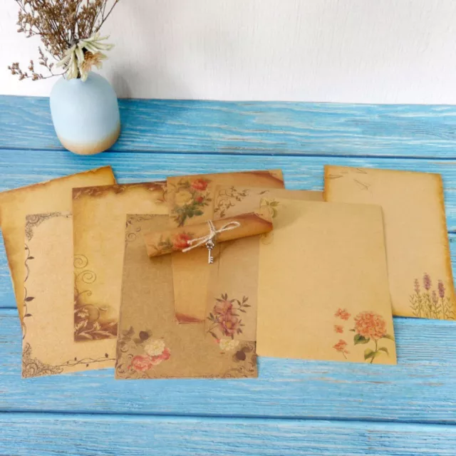 8 Pieces Kraft Mail Paper Floral patterned Writing Stationery Papers
