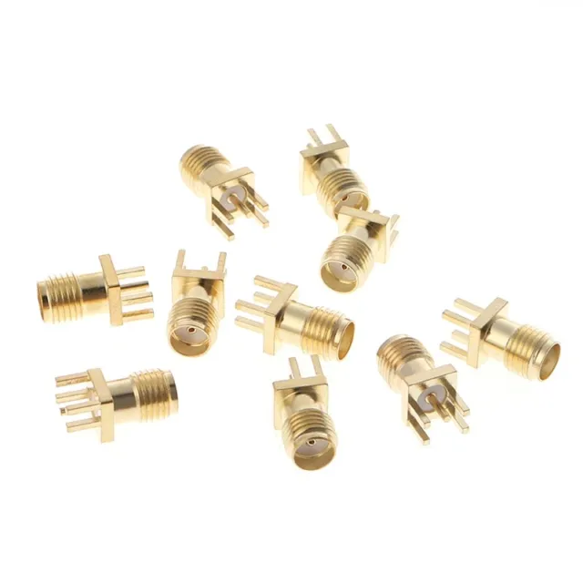 10 Pcs SMA Female Solder Edge 1.6mm Space PCB Mount Straight RF Connector