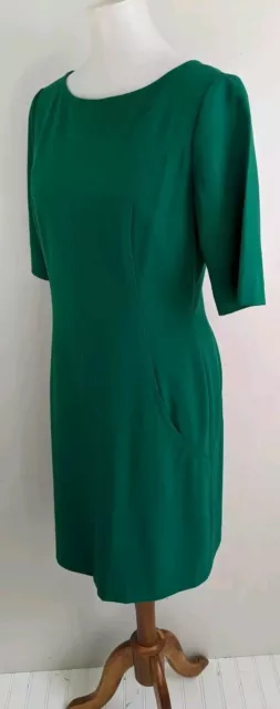 Tahari ASL Green Sheath Dress Size 8 Pockets Knee Length Short Sleeve Lined EUC 3