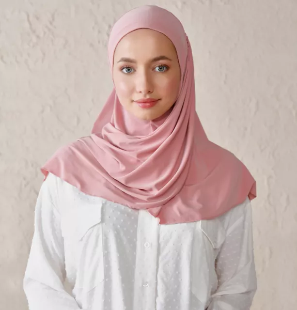 Modefa Instant Wave Jersey Women's Scarf Hijab Shawl - Powder