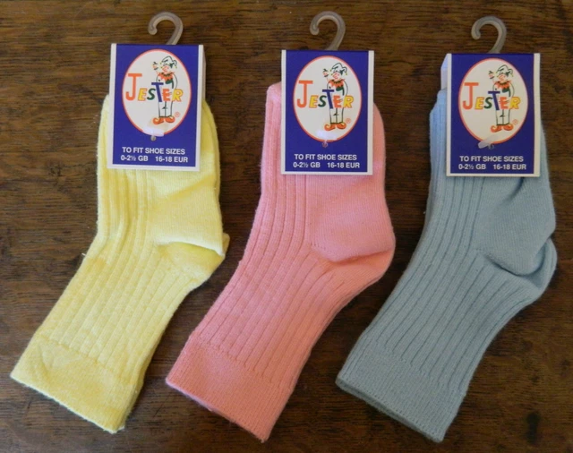 6 Paires De Chaussettes Riches En Coton Couleur Taille Uk 0-2,5 (2 Jaunes 2 Bleus 2 Roses)