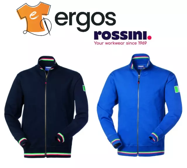 ROSSINI Felpa NEW NARVIK con Tricolore Bandiera Italiana Zip Intera Uomo HH184