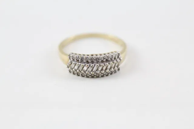9ct Gold & Diamond Ring , Mix of Baguette & Round Cut Size P½  2.20g QVC