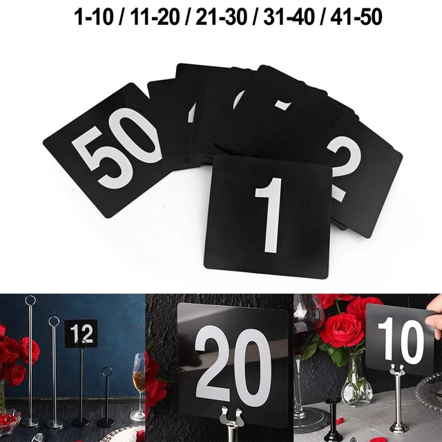 Signos de mesa con soporte de números de mesa letreros de mesa 1-50 4"" números de asiento letrero