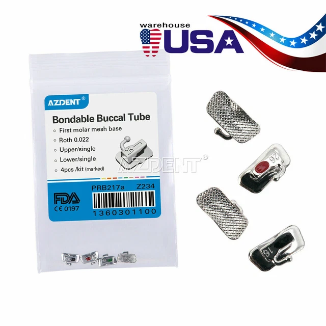 4pcs Dental Ortho Buccal Tube Bondable 1st Molar Roth.022 U1 L1 Non-Con Laser