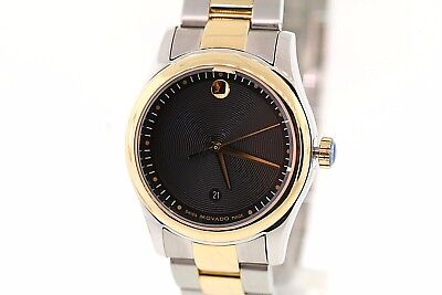 Ladies MOVADO 0606484 SPORTIVO Two-Tone Stainless Black Museum Dial Watch