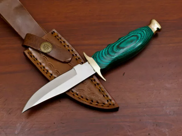 Rody Stan HANDMADE D2 FIXED BLADE HUNTING KNIFE/BOWIE KNIFE- PAKKA WOOD/BRASS