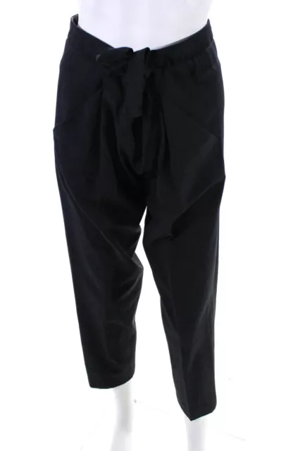 Vince Womens Navy Blue Wool High Rise Belted Pleated Straight Dress Pants Size 8