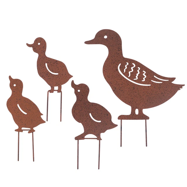 4pcs Duck Garden Stake Decoration Farm Sculpture Statue Lawn Ornaments for Patio