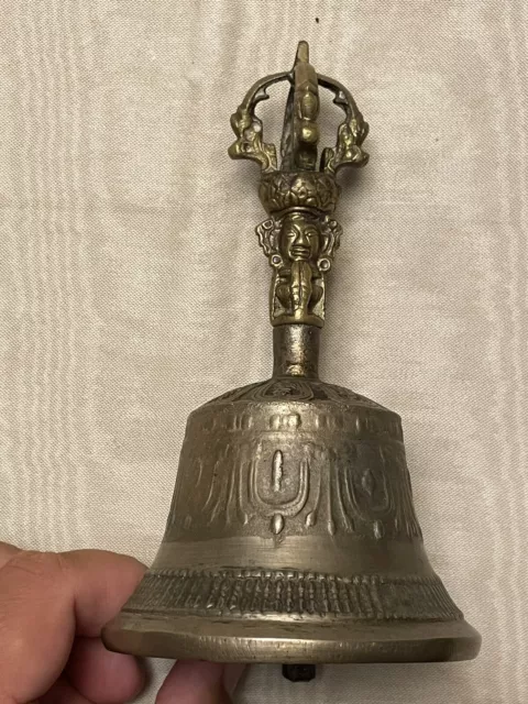 Antique 6"1/2 Asian Chinese Bronze Brass Tibet Tibetan Buddhism Temple Bell