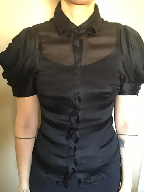 Alexander McQueen black silk blouse sz 40 fits xsmall