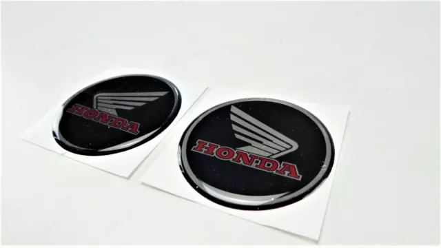 Honda Flügel Gel Embleme Rund schwarz Paar 5cm