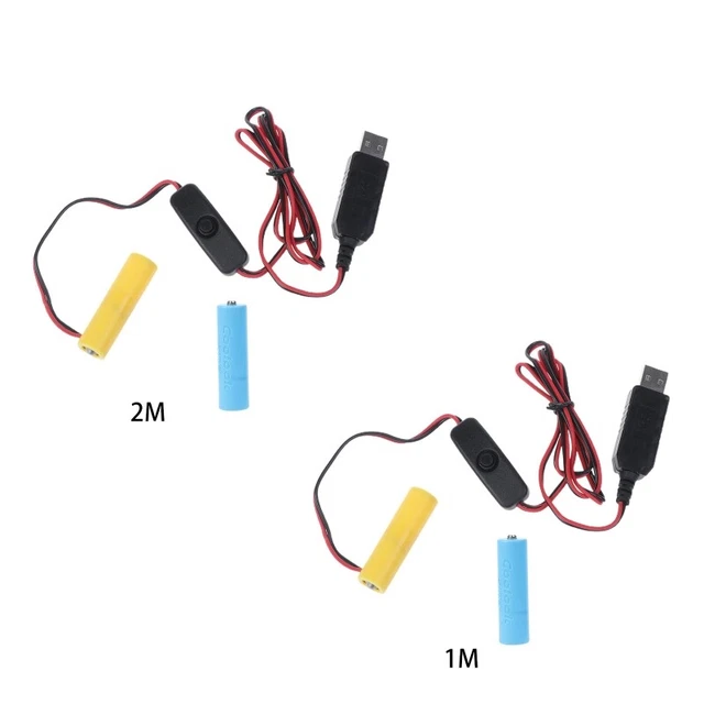 3V AA Dummy Battery USB Power Supply Cable with Switch Replace 2 AA Batteries